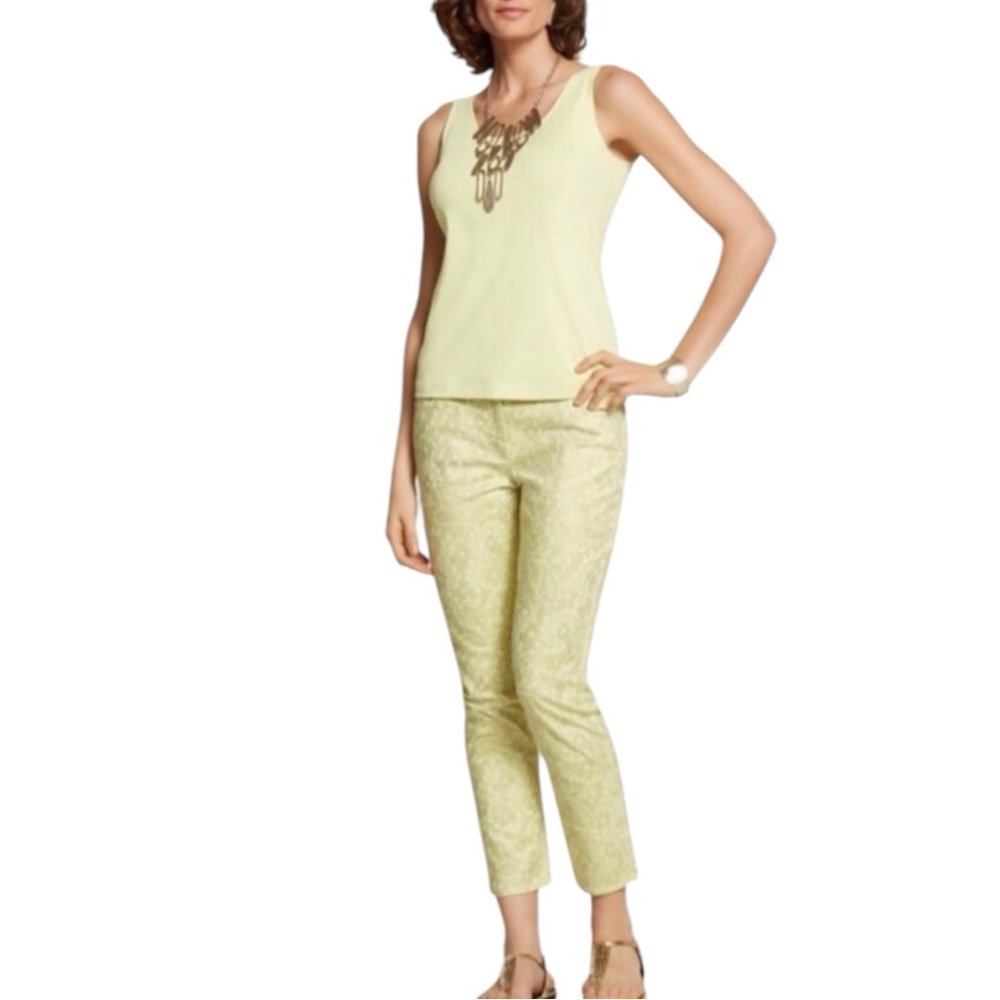 CHICO’s “The Ultimate Fit” Patterned Pants in Yellow/Gold Size 16 — NEW WITH TAG - Picture 2 of 7